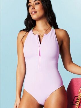 Fabletics Zip-Front Racerback Shaping One-Piece Swimsuit new 3x women bathing